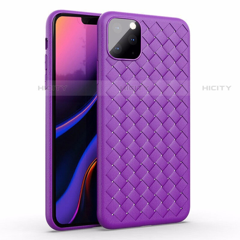 Funda Silicona Goma de Cuero Carcasa para Apple iPhone 11 Pro Max Morado