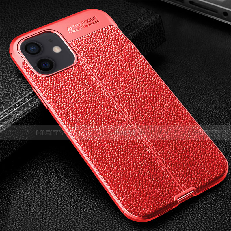 Funda Silicona Goma de Cuero Carcasa para Apple iPhone 12 Mini Rojo