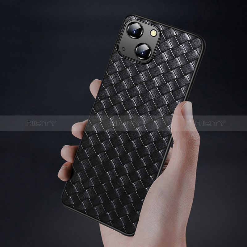 Funda Silicona Goma de Cuero Carcasa para Apple iPhone 15 Negro