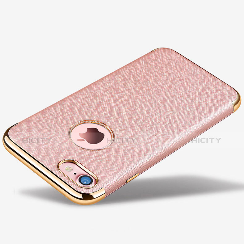 Funda Silicona Goma de Cuero Carcasa para Apple iPhone 7 Oro Rosa