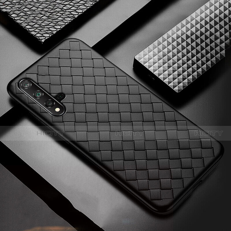 Funda Silicona Goma de Cuero Carcasa para Huawei Nova 5 Negro