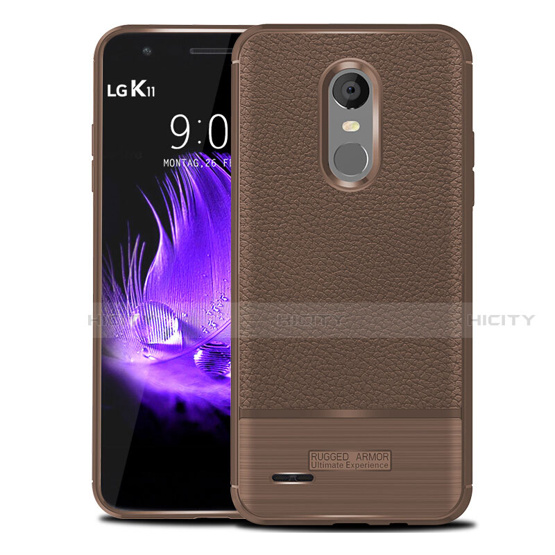 Funda Silicona Goma de Cuero Carcasa para LG K11 Marron