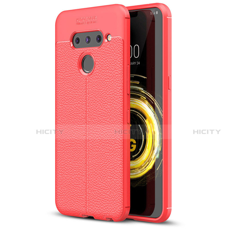 Funda Silicona Goma de Cuero Carcasa para LG V50 ThinQ 5G Rojo