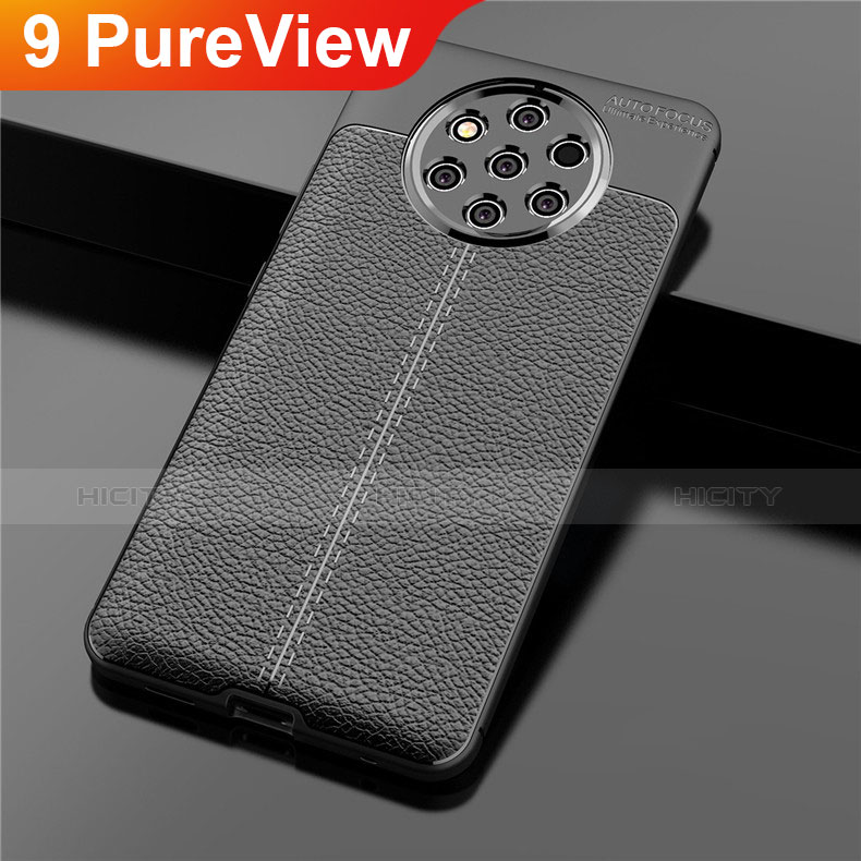 Funda Silicona Goma de Cuero Carcasa para Nokia 9 PureView Negro