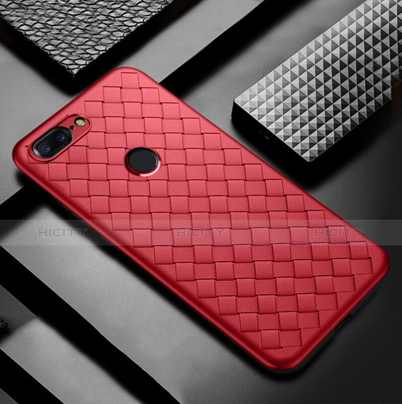 Funda Silicona Goma de Cuero Carcasa para OnePlus 5T A5010 Rojo