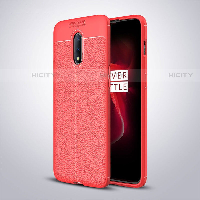 Funda Silicona Goma de Cuero Carcasa para OnePlus 7 Rojo