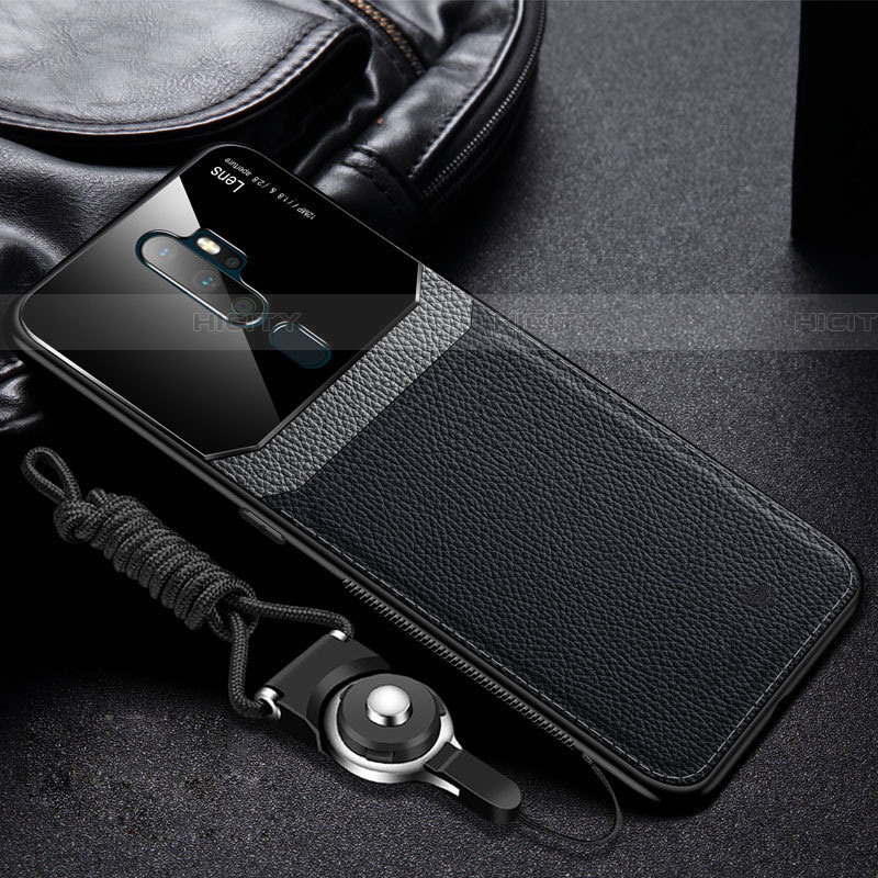 Funda Silicona Goma de Cuero Carcasa para Oppo A11 Negro