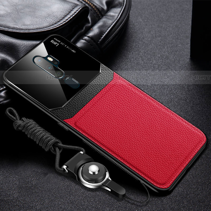 Funda Silicona Goma de Cuero Carcasa para Oppo A11X Rojo