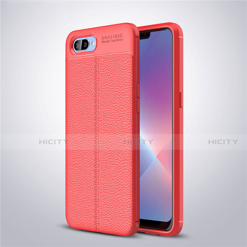 Funda Silicona Goma de Cuero Carcasa para Oppo A5 Rojo