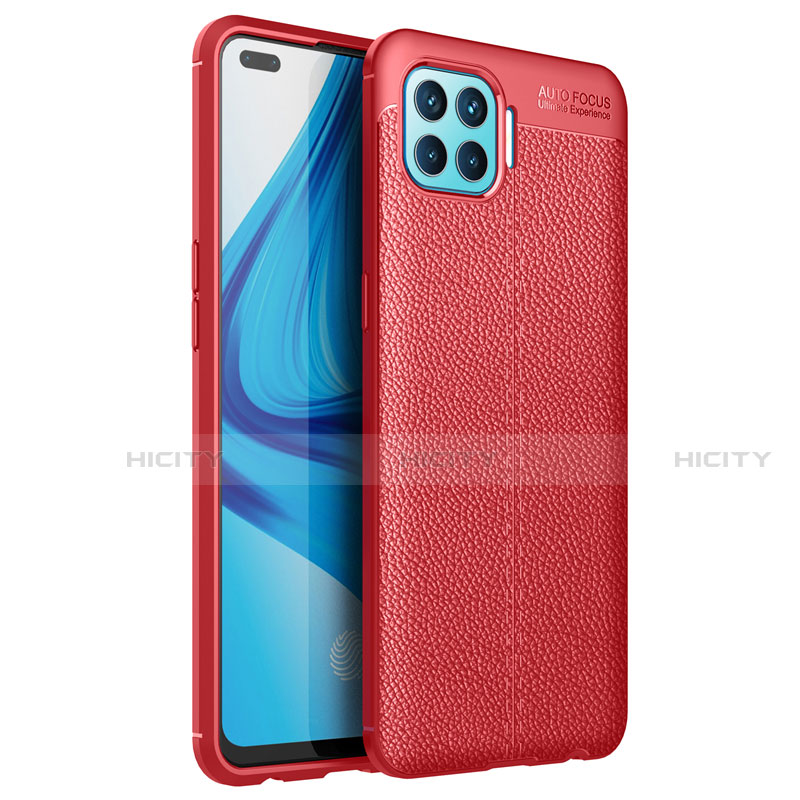 Funda Silicona Goma de Cuero Carcasa para Oppo A93 Rojo