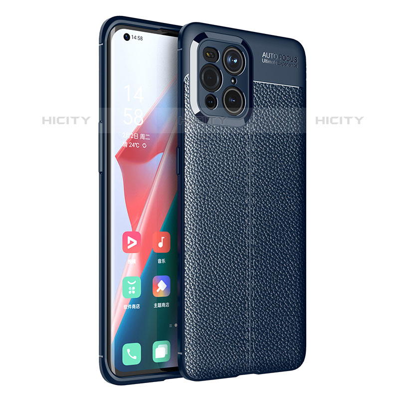 Funda Silicona Goma de Cuero Carcasa para Oppo Find X3 Pro 5G Azul