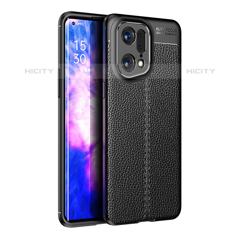 Funda Silicona Goma de Cuero Carcasa para Oppo Find X5 Pro 5G Negro