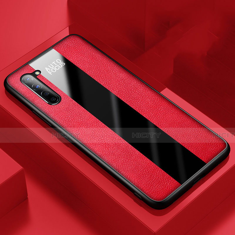 Funda Silicona Goma de Cuero Carcasa para Oppo Reno3 Rojo