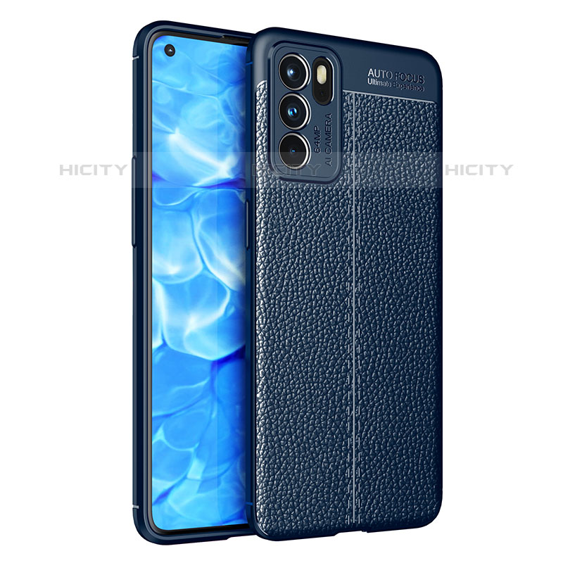 Funda Silicona Goma de Cuero Carcasa para Oppo Reno6 5G Azul