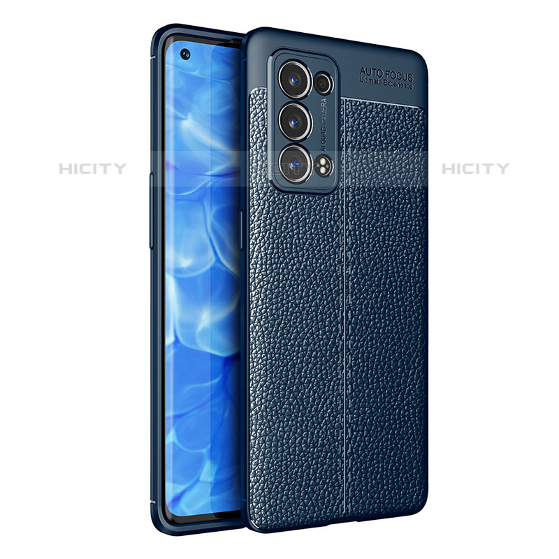 Funda Silicona Goma de Cuero Carcasa para Oppo Reno6 Pro 5G Azul