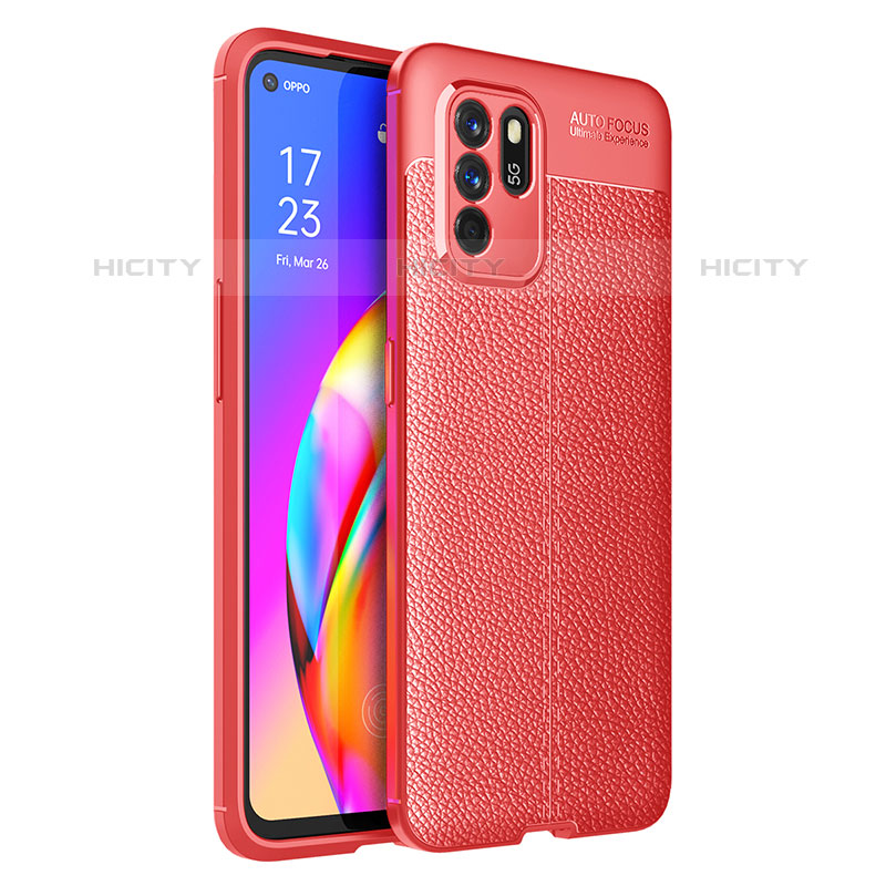 Funda Silicona Goma de Cuero Carcasa para Oppo Reno6 Z 5G Rojo