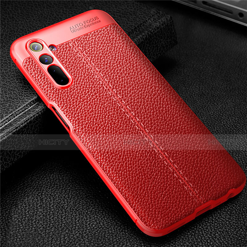 Funda Silicona Goma de Cuero Carcasa para Realme 6 Rojo