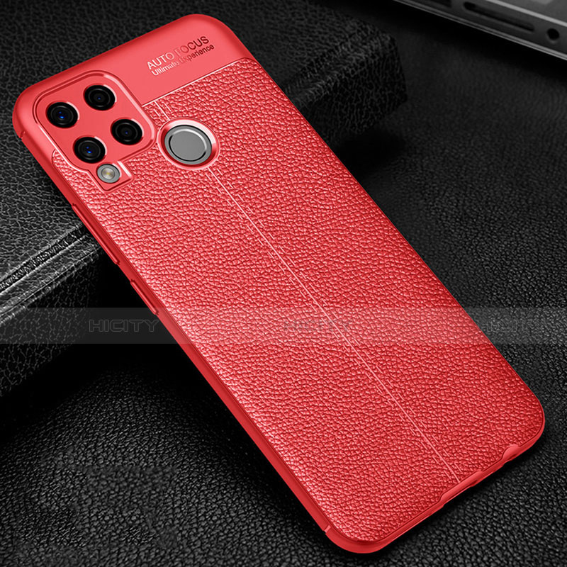 Funda Silicona Goma de Cuero Carcasa para Realme C15 Rojo