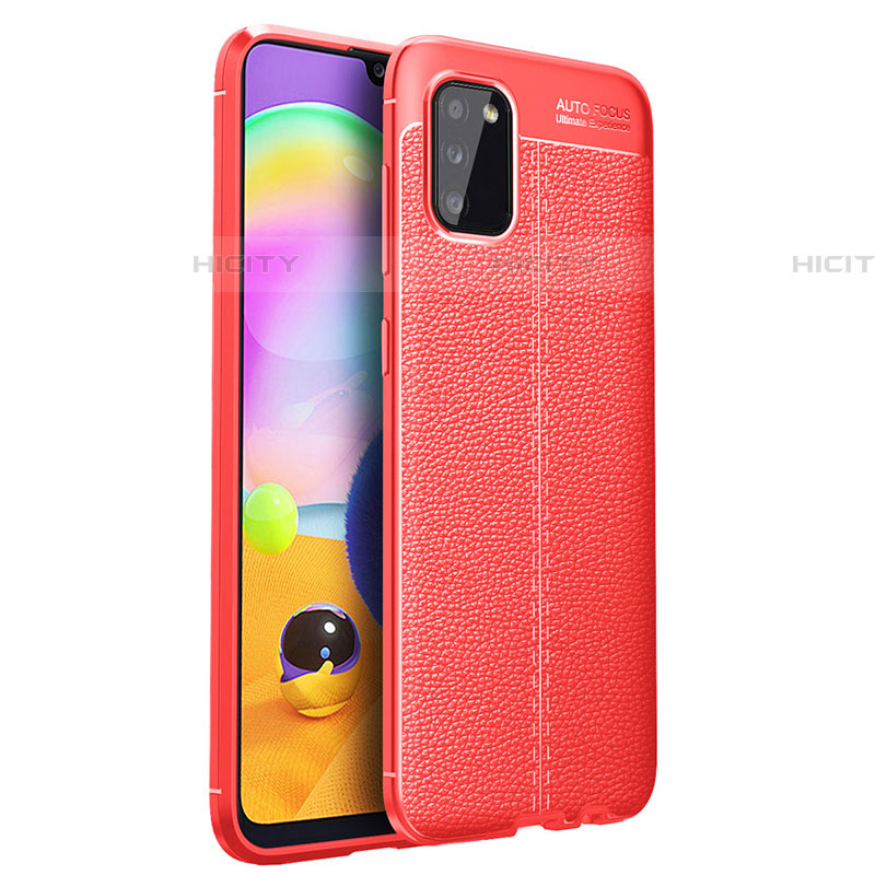 Funda Silicona Goma de Cuero Carcasa para Samsung Galaxy A03s Rojo