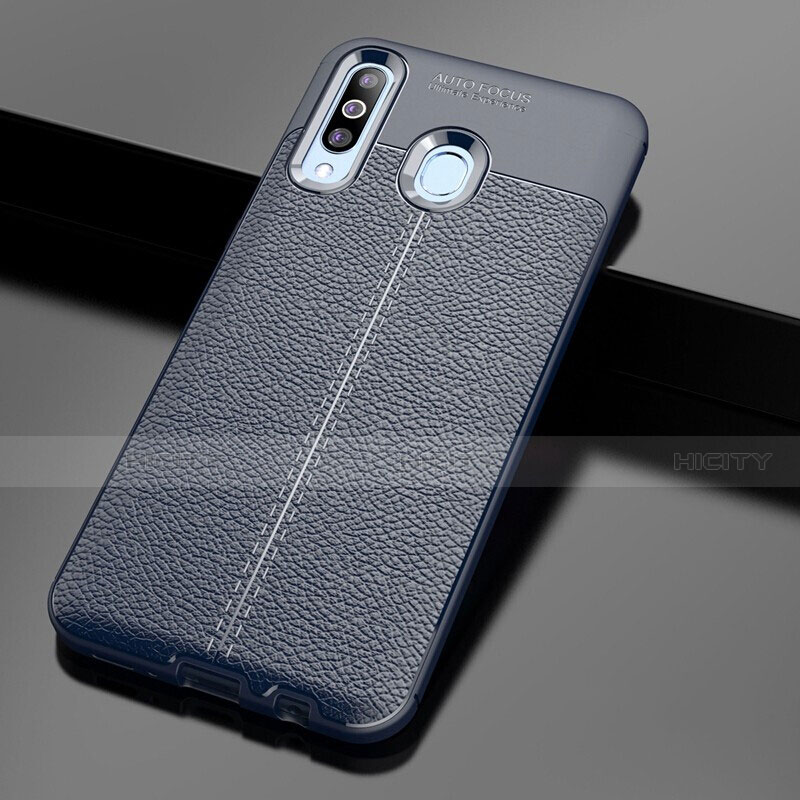 Funda Silicona Goma de Cuero Carcasa para Samsung Galaxy A60 Azul