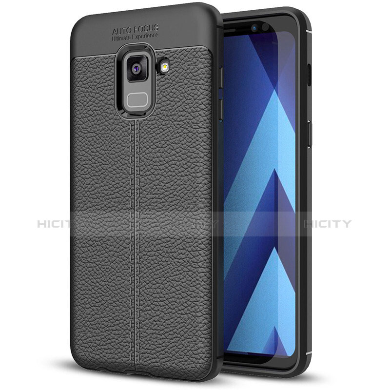 Funda Silicona Goma de Cuero Carcasa para Samsung Galaxy A8+ A8 Plus (2018) A730F Negro