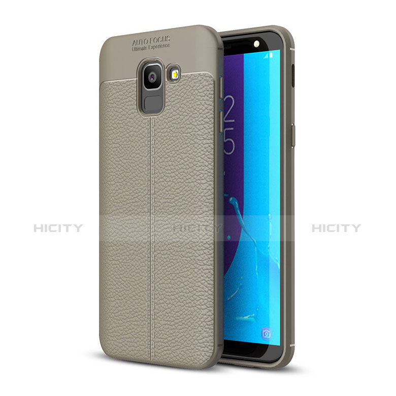 Funda Silicona Goma de Cuero Carcasa para Samsung Galaxy J6 (2018) J600F Gris