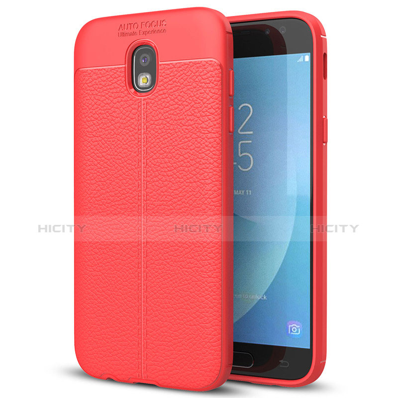 Funda Silicona Goma de Cuero Carcasa para Samsung Galaxy J7 (2017) SM-J730F Rojo