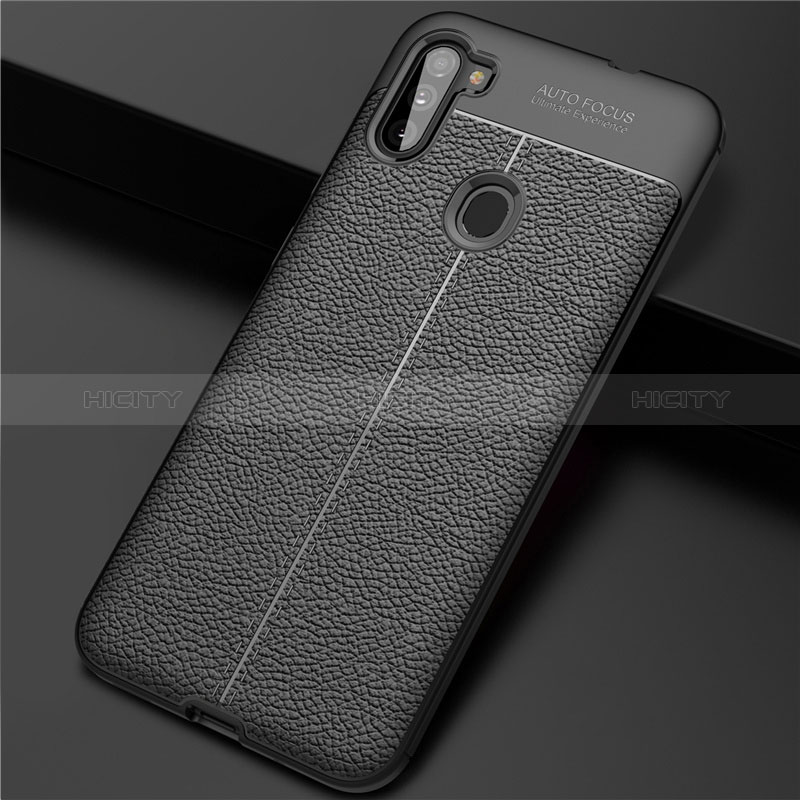 Funda Silicona Goma de Cuero Carcasa para Samsung Galaxy M11 Negro