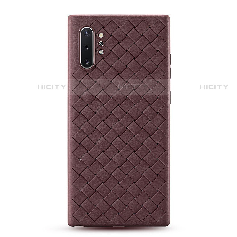 Funda Silicona Goma de Cuero Carcasa para Samsung Galaxy Note 10 Plus 5G Marron