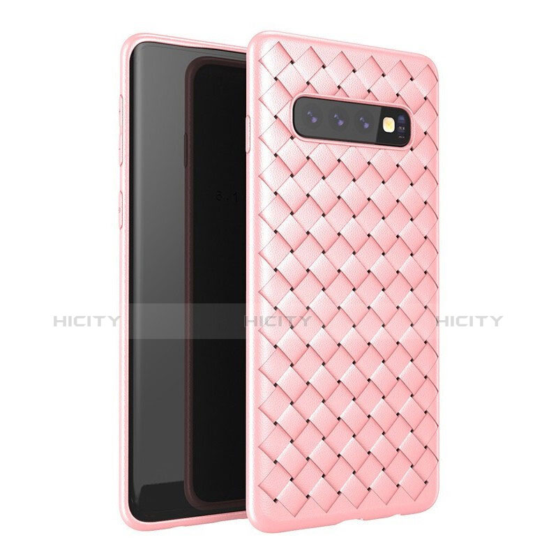 Funda Silicona Goma de Cuero Carcasa para Samsung Galaxy S10 Oro Rosa