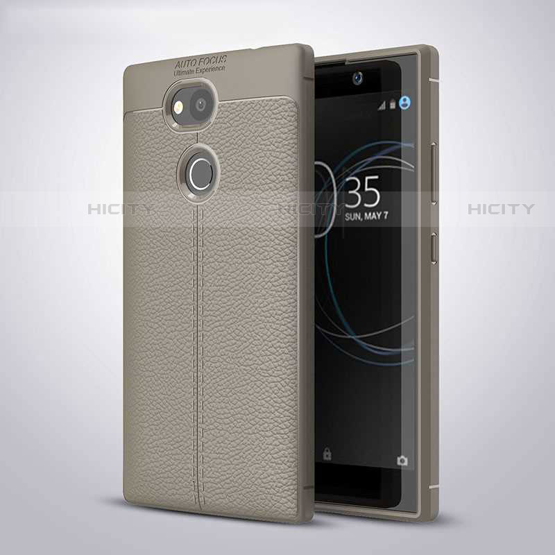 Funda Silicona Goma de Cuero Carcasa para Sony Xperia L2 Gris