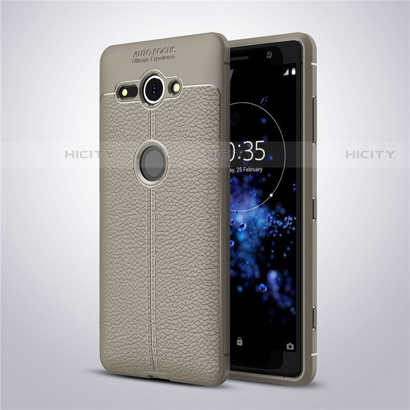 Funda Silicona Goma de Cuero Carcasa para Sony Xperia XZ2 Compact Gris