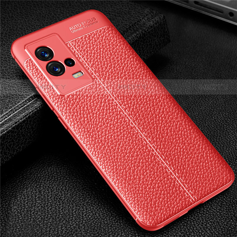 Funda Silicona Goma de Cuero Carcasa para Vivo iQOO 8 5G Rojo