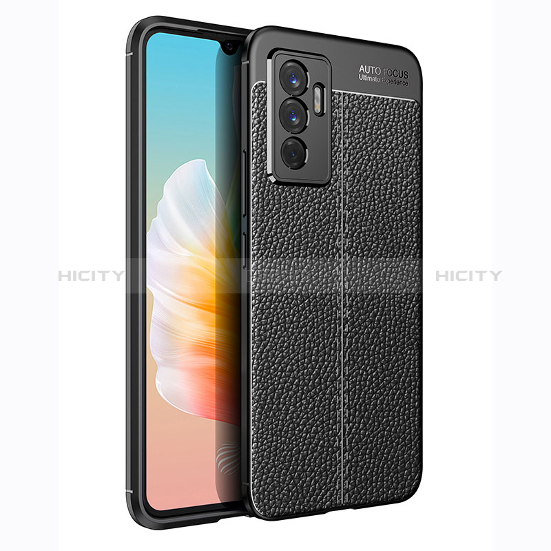 Funda Silicona Goma de Cuero Carcasa para Vivo Y75 4G Negro