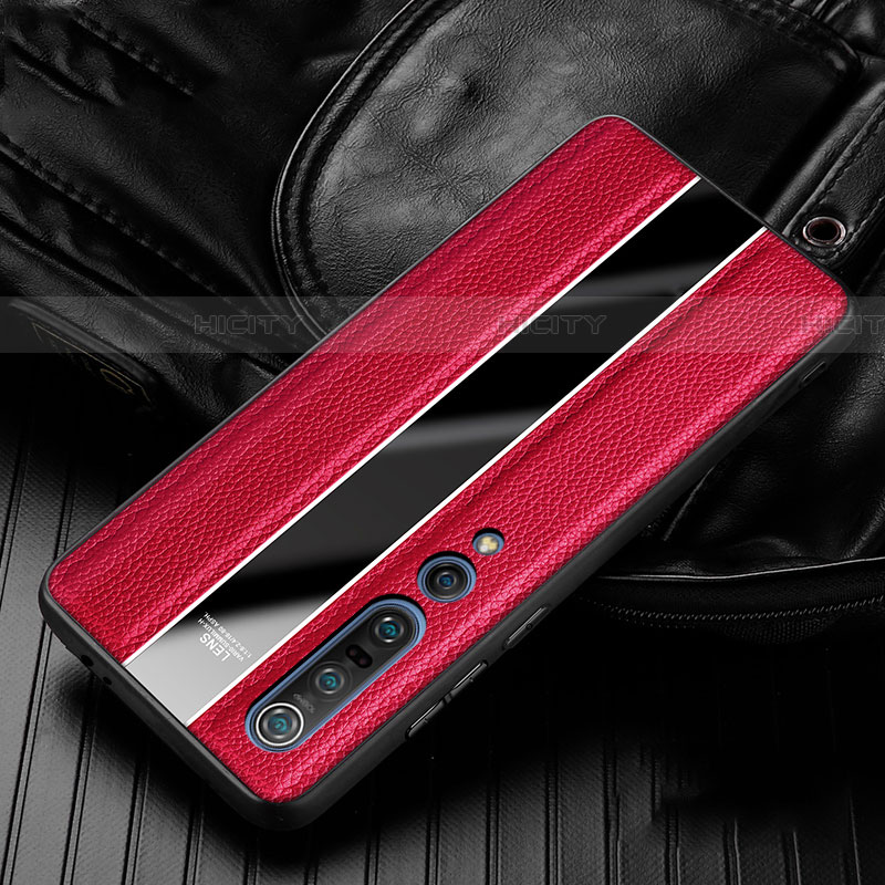 Funda Silicona Goma de Cuero Carcasa para Xiaomi Mi 10 Pro Rojo