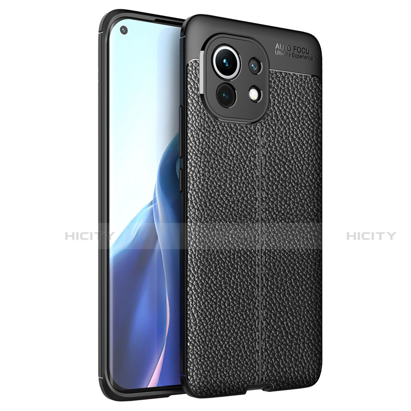 Funda Silicona Goma de Cuero Carcasa para Xiaomi Mi 11 Lite 5G NE Negro