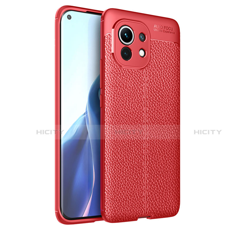 Funda Silicona Goma de Cuero Carcasa para Xiaomi Mi 11 Lite 5G NE Rojo