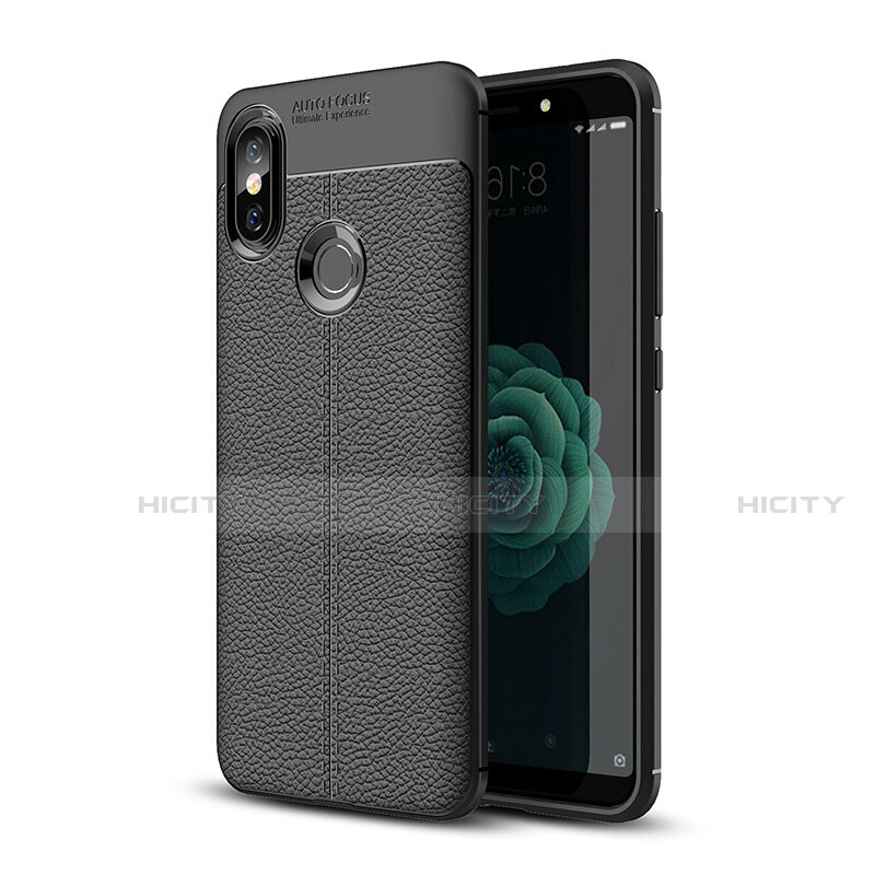 Funda Silicona Goma de Cuero Carcasa para Xiaomi Mi 6X Negro