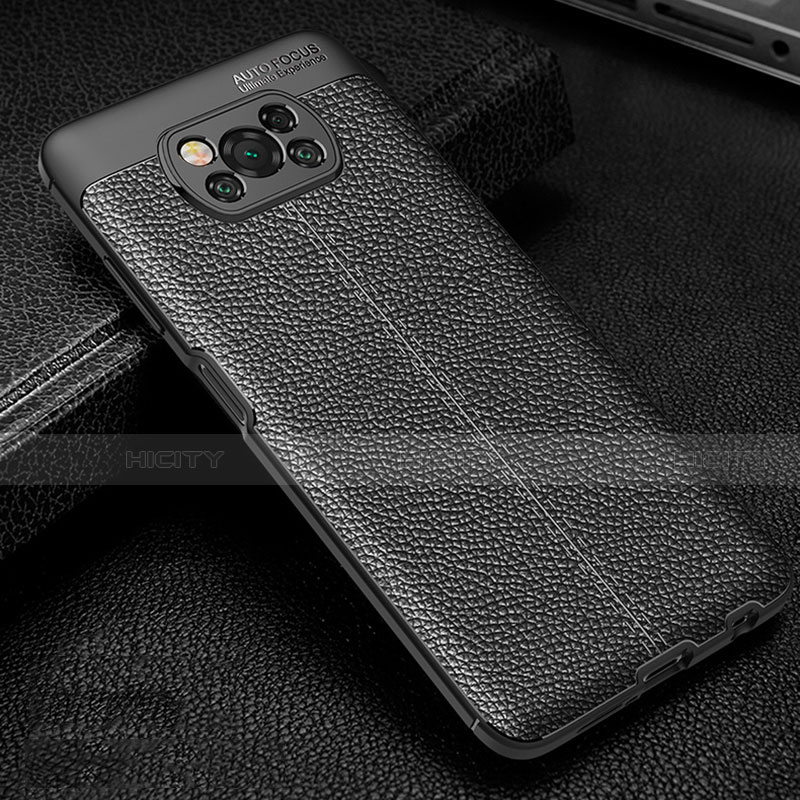 Funda Silicona Goma de Cuero Carcasa para Xiaomi Poco X3 Pro Negro