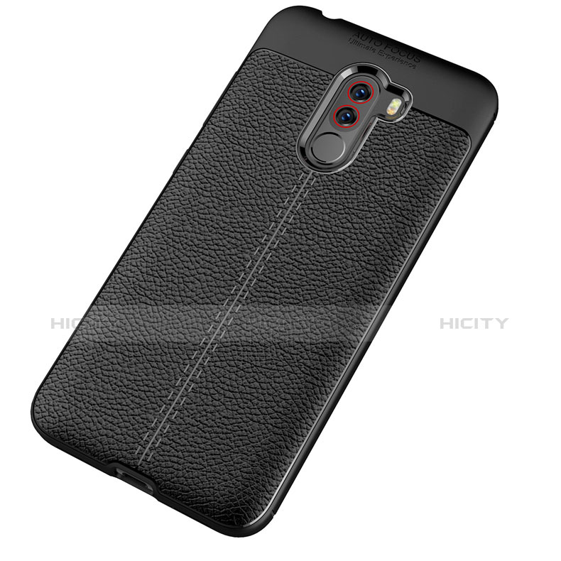 Funda Silicona Goma de Cuero Carcasa para Xiaomi Pocophone F1 Negro