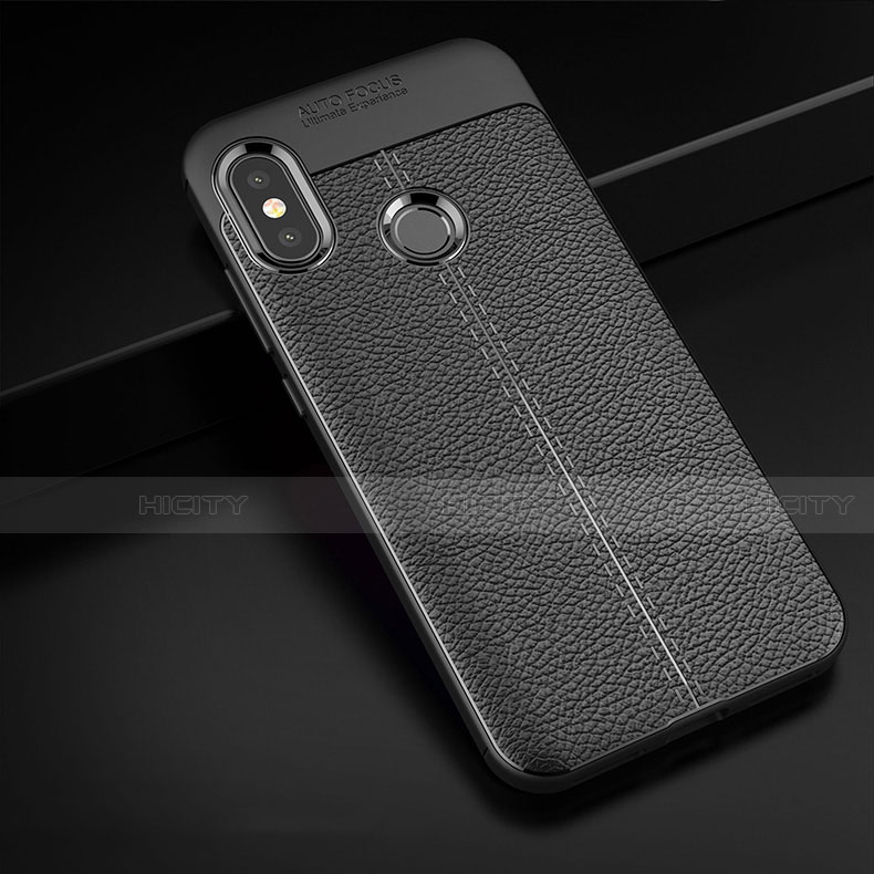 Funda Silicona Goma de Cuero Carcasa para Xiaomi Redmi 6 Pro Negro