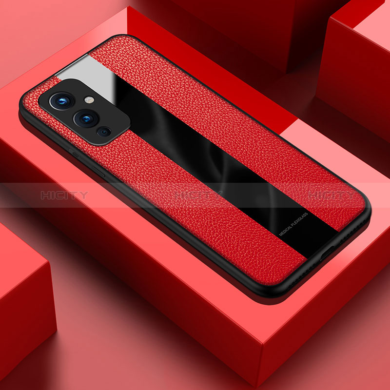 Funda Silicona Goma de Cuero Carcasa PB1 para OnePlus 9 5G Rojo