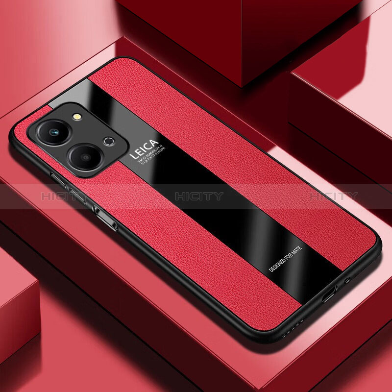 Funda Silicona Goma de Cuero Carcasa PB2 para Huawei Honor X7a Rojo