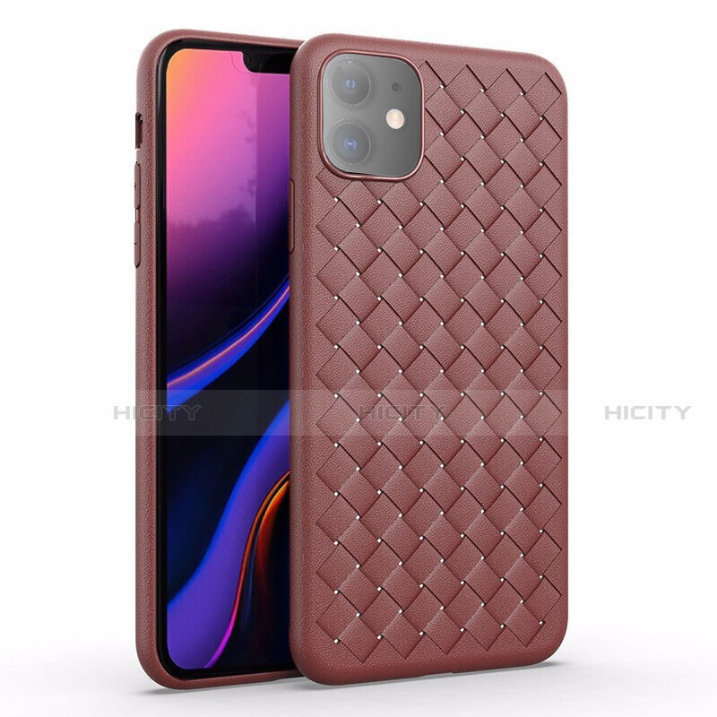 Funda Silicona Goma de Cuero Carcasa S01 para Apple iPhone 11 Marron