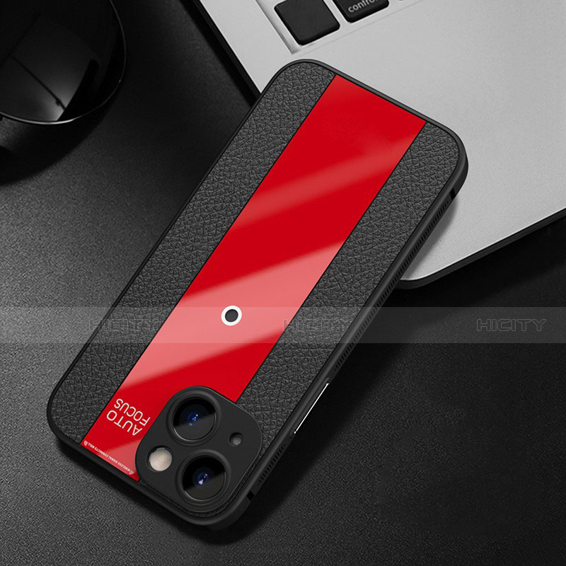 Funda Silicona Goma de Cuero Carcasa S01 para Apple iPhone 13 Mini Rojo