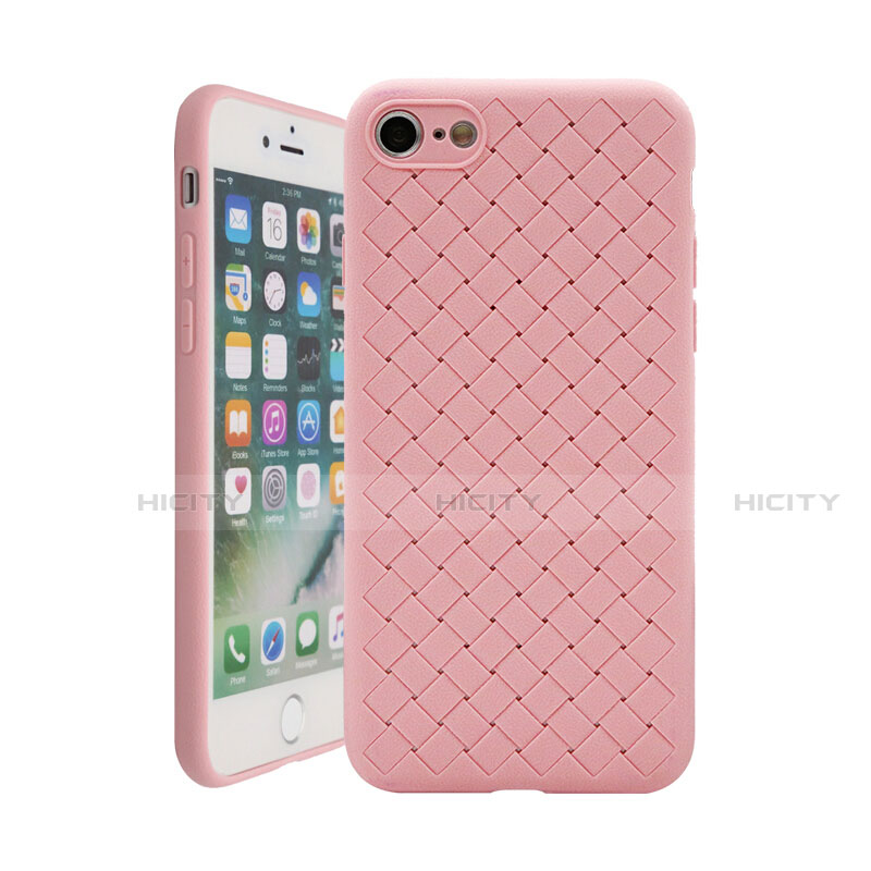 Funda Silicona Goma de Cuero Carcasa S01 para Apple iPhone 7 Oro Rosa