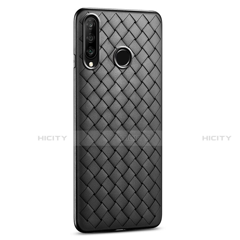 Funda Silicona Goma de Cuero Carcasa S01 para Huawei Nova 4e Negro