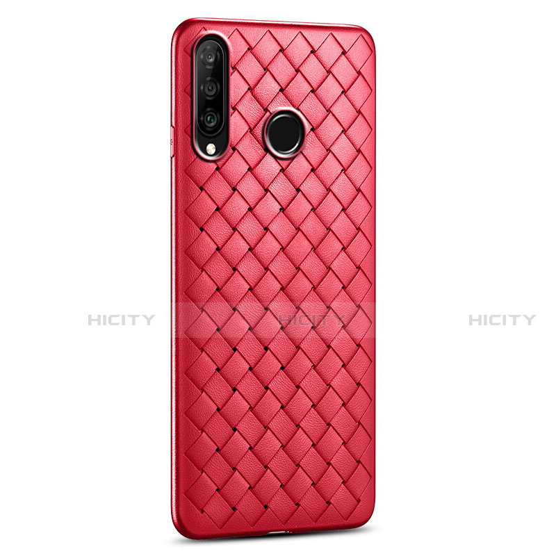 Funda Silicona Goma de Cuero Carcasa S01 para Huawei Nova 4e Rojo