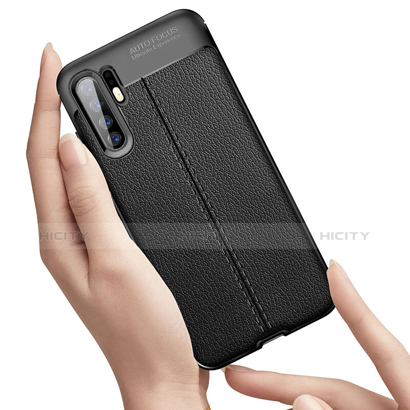 Funda Silicona Goma de Cuero Carcasa S01 para Huawei P30 Pro New Edition Negro