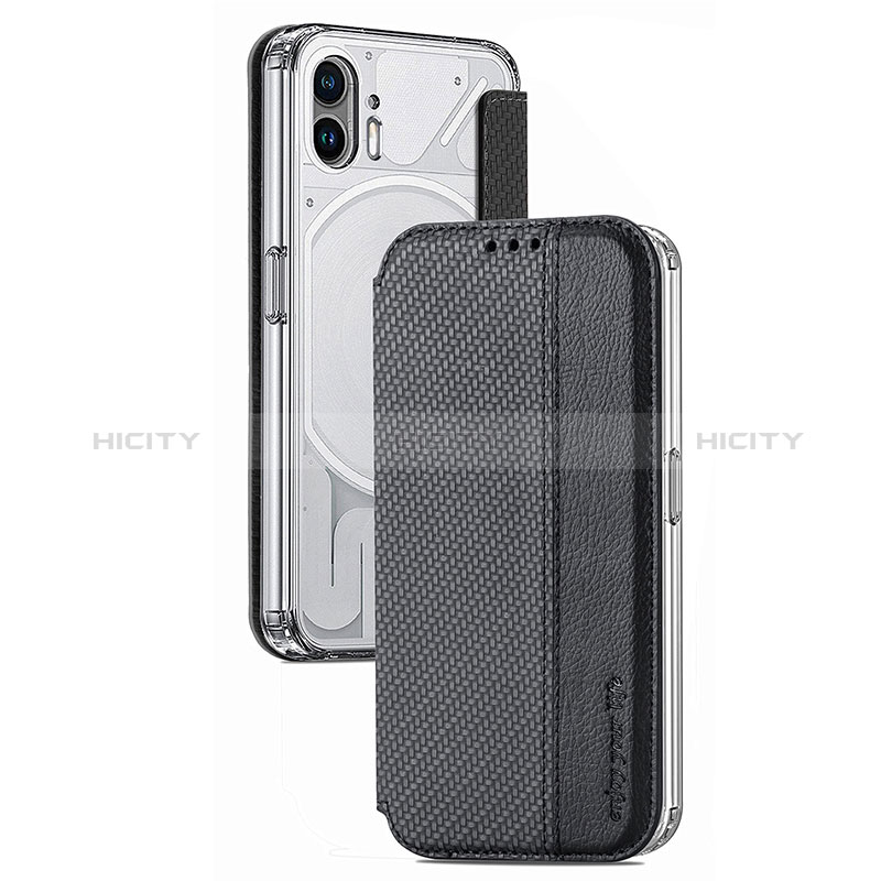 Funda Silicona Goma de Cuero Carcasa S01 para Nothing Phone 2 Negro